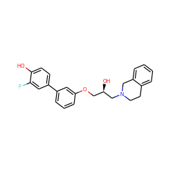 Oc1ccc(-c2cccc(OC[C@@H](O)CN3CCc4ccccc4C3)c2)cc1F ZINC000219736308