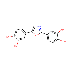 Oc1ccc(-c2cnc(-c3ccc(O)c(O)c3)o2)cc1O ZINC000142479740