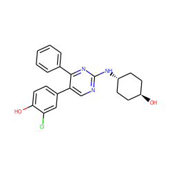 Oc1ccc(-c2cnc(N[C@H]3CC[C@H](O)CC3)nc2-c2ccccc2)cc1Cl ZINC001772648256