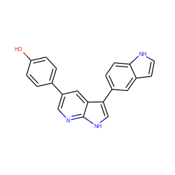 Oc1ccc(-c2cnc3[nH]cc(-c4ccc5[nH]ccc5c4)c3c2)cc1 ZINC001772594299