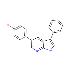 Oc1ccc(-c2cnc3[nH]cc(-c4ccccc4)c3c2)cc1 ZINC000103225112