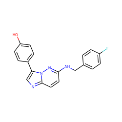 Oc1ccc(-c2cnc3ccc(NCc4ccc(F)cc4)nn23)cc1 ZINC000073293117