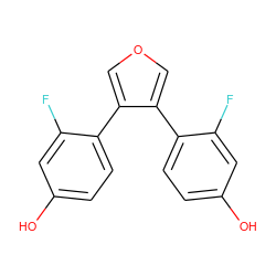 Oc1ccc(-c2cocc2-c2ccc(O)cc2F)c(F)c1 ZINC000095592681