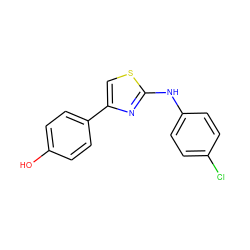 Oc1ccc(-c2csc(Nc3ccc(Cl)cc3)n2)cc1 ZINC000004740064