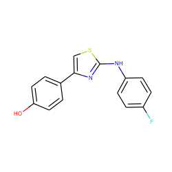 Oc1ccc(-c2csc(Nc3ccc(F)cc3)n2)cc1 ZINC000014103726