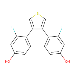 Oc1ccc(-c2cscc2-c2ccc(O)cc2F)c(F)c1 ZINC000095587219