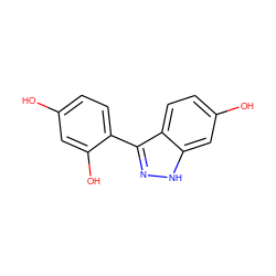 Oc1ccc(-c2n[nH]c3cc(O)ccc23)c(O)c1 ZINC000013586321