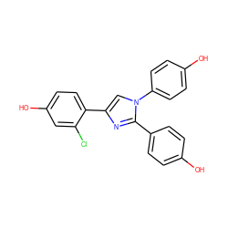 Oc1ccc(-c2nc(-c3ccc(O)cc3Cl)cn2-c2ccc(O)cc2)cc1 ZINC000013674391