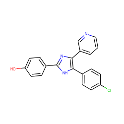 Oc1ccc(-c2nc(-c3cccnc3)c(-c3ccc(Cl)cc3)[nH]2)cc1 ZINC000013218735