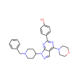 Oc1ccc(-c2nc(N3CCOCC3)c3cnn(C4CCN(Cc5ccccc5)CC4)c3n2)cc1 ZINC000045283842