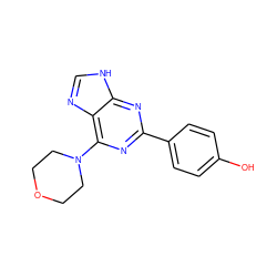 Oc1ccc(-c2nc(N3CCOCC3)c3nc[nH]c3n2)cc1 ZINC000045339474