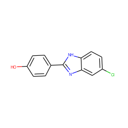 Oc1ccc(-c2nc3cc(Cl)ccc3[nH]2)cc1 ZINC000005491223