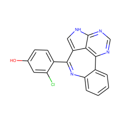 Oc1ccc(-c2nc3ccccc3c3ncnc4[nH]cc2c43)c(Cl)c1 ZINC000045387339