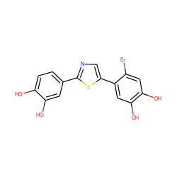 Oc1ccc(-c2ncc(-c3cc(O)c(O)cc3Br)s2)cc1O ZINC000142487655