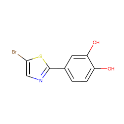 Oc1ccc(-c2ncc(Br)s2)cc1O ZINC000473213490