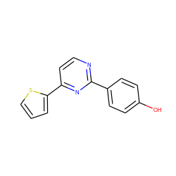 Oc1ccc(-c2nccc(-c3cccs3)n2)cc1 ZINC000013125631