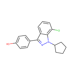 Oc1ccc(-c2nn(C3CCCC3)c3c(Cl)cccc23)cc1 ZINC000013586343