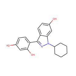 Oc1ccc(-c2nn(C3CCCCC3)c3cc(O)ccc23)c(O)c1 ZINC000013586327