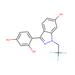 Oc1ccc(-c2nn(CC(F)(F)F)c3cc(O)ccc23)c(O)c1 ZINC000013586324