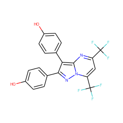 Oc1ccc(-c2nn3c(C(F)(F)F)cc(C(F)(F)F)nc3c2-c2ccc(O)cc2)cc1 ZINC000013584998