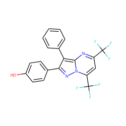 Oc1ccc(-c2nn3c(C(F)(F)F)cc(C(F)(F)F)nc3c2-c2ccccc2)cc1 ZINC000013584994