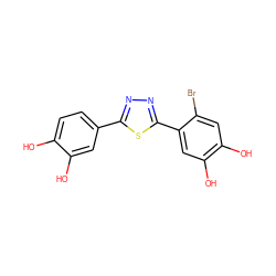 Oc1ccc(-c2nnc(-c3cc(O)c(O)cc3Br)s2)cc1O ZINC000142490300