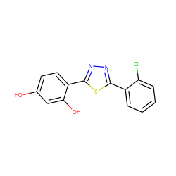 Oc1ccc(-c2nnc(-c3ccccc3Cl)s2)c(O)c1 ZINC000095589386