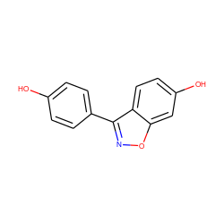 Oc1ccc(-c2noc3cc(O)ccc23)cc1 ZINC000003819169