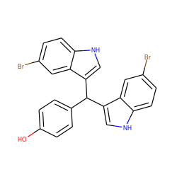 Oc1ccc(C(c2c[nH]c3ccc(Br)cc23)c2c[nH]c3ccc(Br)cc23)cc1 ZINC000096932525