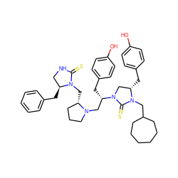 Oc1ccc(C[C@H]2CN([C@@H](Cc3ccc(O)cc3)CN3CCC[C@@H]3CN3C(=S)NC[C@@H]3Cc3ccccc3)C(=S)N2CC2CCCCCC2)cc1 ZINC000072141617