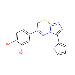 Oc1ccc(C2=Nn3c(nnc3-c3ccco3)SC2)cc1O ZINC000013122547