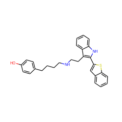 Oc1ccc(CCCCNCCc2c(-c3cc4ccccc4s3)[nH]c3ccccc23)cc1 ZINC000027557763