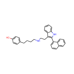 Oc1ccc(CCCCNCCc2c(-c3cccc4ccccc34)[nH]c3ccccc23)cc1 ZINC000027561067