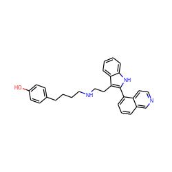 Oc1ccc(CCCCNCCc2c(-c3cccc4cnccc34)[nH]c3ccccc23)cc1 ZINC000027561065