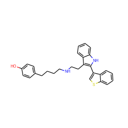 Oc1ccc(CCCCNCCc2c(-c3csc4ccccc34)[nH]c3ccccc23)cc1 ZINC000027557931