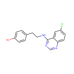 Oc1ccc(CCNc2ncnc3ccc(Cl)cc23)cc1 ZINC000015924584