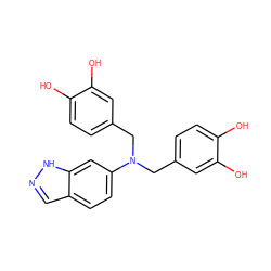 Oc1ccc(CN(Cc2ccc(O)c(O)c2)c2ccc3cn[nH]c3c2)cc1O ZINC000064504183