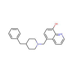 Oc1ccc(CN2CCC(Cc3ccccc3)CC2)c2cccnc12 ZINC000019878904