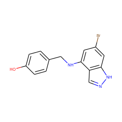 Oc1ccc(CNc2cc(Br)cc3[nH]ncc23)cc1 ZINC001772600983