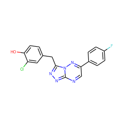 Oc1ccc(Cc2nnc3ncc(-c4ccc(F)cc4)nn23)cc1Cl ZINC000095554605