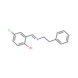 Oc1ccc(Cl)cc1/C=N/CCc1ccccc1 ZINC000100290569