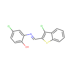 Oc1ccc(Cl)cc1/N=C/c1sc2ccccc2c1Cl ZINC000013110410