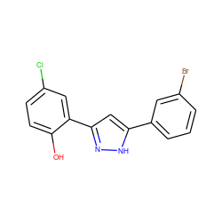 Oc1ccc(Cl)cc1-c1cc(-c2cccc(Br)c2)[nH]n1 ZINC000013130421