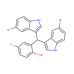 Oc1ccc(Cl)cc1C(c1c[nH]c2ccc(Br)cc12)c1c[nH]c2ccc(Br)cc12 ZINC000169306796