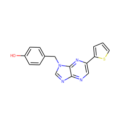 Oc1ccc(Cn2cnc3ncc(-c4cccs4)nc32)cc1 ZINC000006718801