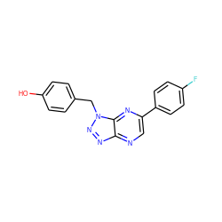 Oc1ccc(Cn2nnc3ncc(-c4ccc(F)cc4)nc32)cc1 ZINC000095556699