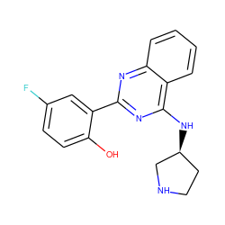 Oc1ccc(F)cc1-c1nc(N[C@H]2CCNC2)c2ccccc2n1 ZINC000059275974