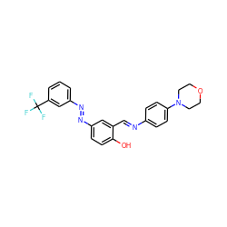 Oc1ccc(N=Nc2cccc(C(F)(F)F)c2)cc1/C=N/c1ccc(N2CCOCC2)cc1 ZINC000299846755