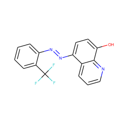 Oc1ccc(N=Nc2ccccc2C(F)(F)F)c2cccnc12 ZINC000253917110