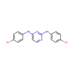 Oc1ccc(Nc2ccnc(Nc3ccc(O)cc3)n2)cc1 ZINC000033495403